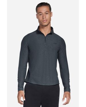 Skechers Go Dri All Day Performance 1/4 Zip Activewear T-Shirts - Blue