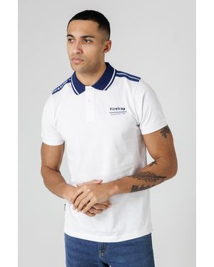 Firetrap Regular Fit Cotton Jersey Polo With Taping - White