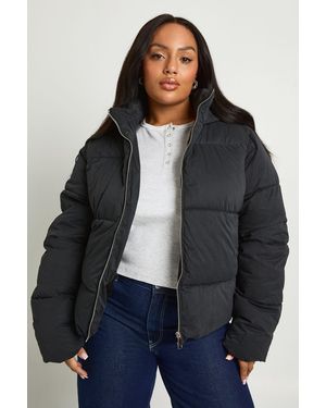 Boohoo Plus Quilted Puffer Jacket - Grey