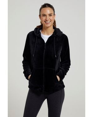 Mountain Warehouse 'Snaggle' Hooded Fleece Jacket Everyday Winter Coat - Black