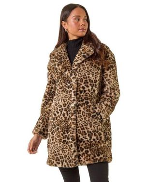 Roman Petite Leopard Fur Coat - Brown