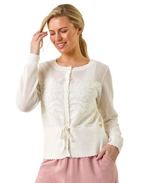 Roman Petite Floral Button Up Cardigan - White