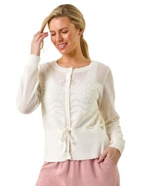 Roman Petite Floral Button Up Cardigan - White
