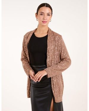 Blue Vanilla Sequin Waterfall Cardigan - Black