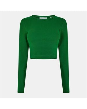 JJXX Feline Slim Fit Cropped Long Sleeve T-Shirt - Green