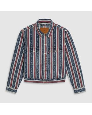 Levi's Levi's Vertical Stripe Patterned Denim Jacket - Blue