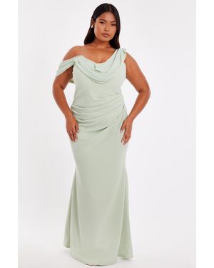 Quiz Curve Sage Drop Sleeve Maxi Dress - Multicolour