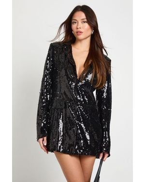 Boohoo Sequin Blazer Dress - Black