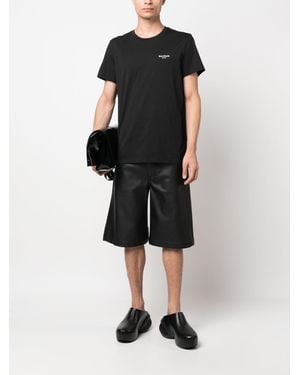 Balmain Logo Flock Printed T-Shirt - Black