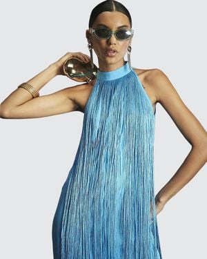 River Island Mini Dress Premium Fringe Sleeveless - Blue