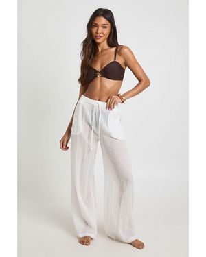 Boohoo Shell Trim Beach Trousers - White
