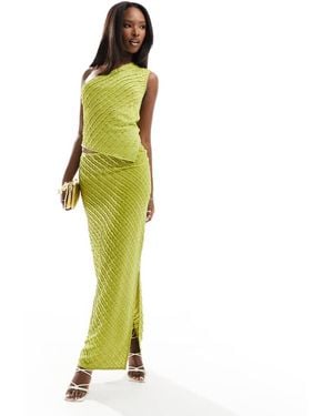 Kaiia Exclusive Textured Column Maxi Skirt Co-Ord - Green
