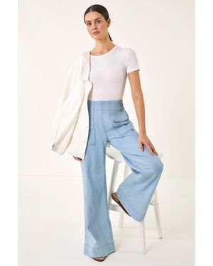Roman Cotton Stretch Wide Leg Jean - Blue