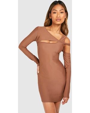 Boohoo Premium Matte Slinky Cut Out Mini Dress - Multicolour