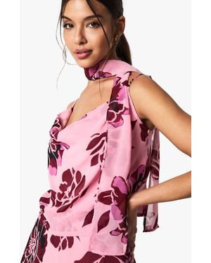 Boohoo Floral Print Cowl Neck Woven Cami Top - Pink