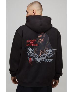 BoohooMAN Oversized Partynextdoor License Printed Hoodie Cotton - Black
