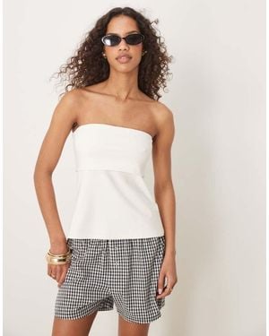 Abercrombie & Fitch Foldover Longline Tube Top - White