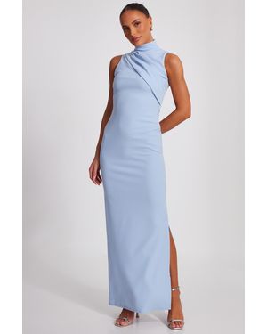 Quiz Pale High Neck Maxi Dress - Blue