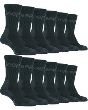 Jeep 12 Pairs Luxury Cushioned Cotton Hiking Socks - Green