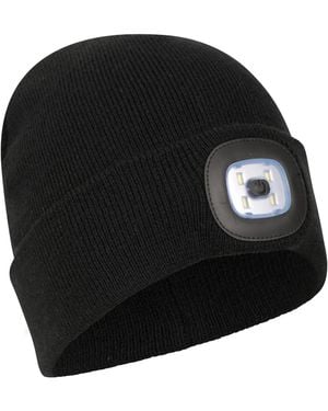 Mountain Warehouse 'Highlands' Light Up Beanie Usb Chargeable Work Nighttime Cosy Hat - Black