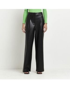 River Island Wide Leg Trousers Faux Leather Pu - Green