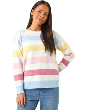 Roman Petite Stripe Knit Jumper - White