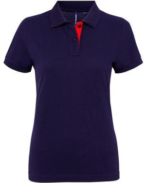 Asquith & Fox Ladies Short Sleeve Contrast Polo Shirt - Blue