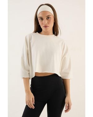 DSGN Studio Heavyweight Washed Oversized Short Sleeve Crop T-Shirt - Natural