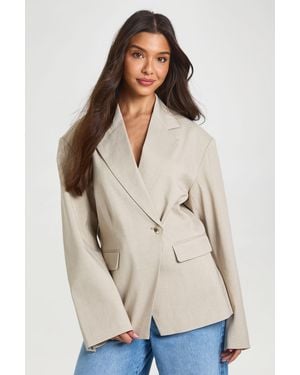 Boohoo Slouchy Oversized Blazer - Natural