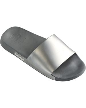 Havaianas Hav. Slide Classic Metallic Crocus Flip Flops - Grey