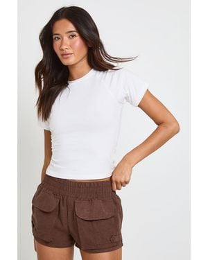 Boohoo Peached Pocket Runner Short - White