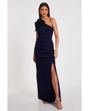 Quiz One Shoulder Ruffle Maxi Dress - Blue