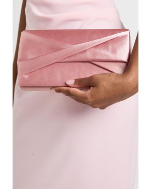 Boohoo Satin Twist Detail Clutch Bag - Pink
