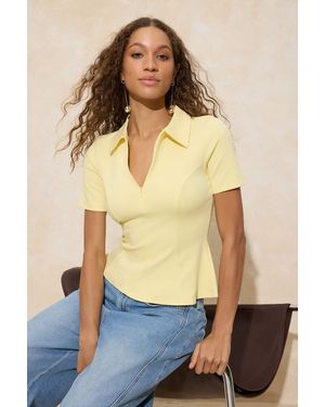 Trendyol Mi̇Lla Effen Kort Peplum Blouses - Geel