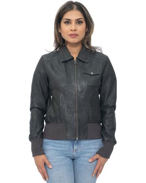 Infinity Leather Ma-1 Varsity Jacket-Ann Arbor - Black
