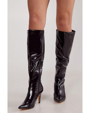 Nasty Gal Faux Leather Knee High Pointed Boot - Black