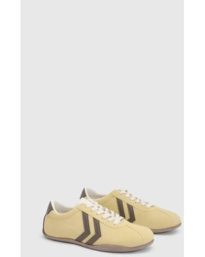 Oasis Riley Faux Suede Contrast Lace Up Trainers - Natural