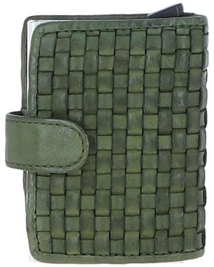Ashwood Leather 'La Perfetto' Metal & Woven Card Wallet Case - Green