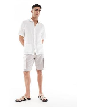 French Connection Cargo Pocket Linen Shorts - White