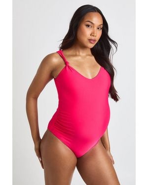 Boohoo Maternity Knot Detail Swimsuit - Pink