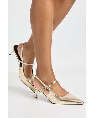Boohoo Buckle Strap Slingback Court Heels - Metallic