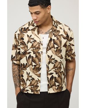 BoohooMAN Oversized Boxy Abstract Bermuda Shirt - Multicolour