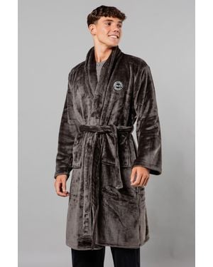 Tokyo Laundry Plush Shawl Collar Dressing Gown - Grey