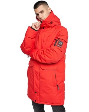 Crosshatch Milwaka Long Padded Jacket - Red