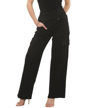 MYT Tummy Control Wide Leg Cargo Jeans - Black