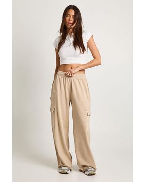 Boohoo Washed Wide Leg Cargo Jogger - Natural
