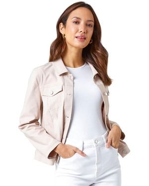 Roman Summer Stretchy Jacket Denim Style - White