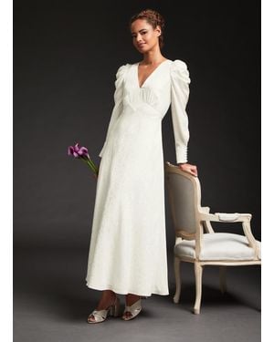 LK Bennett Rose Ivory Silk Floral And Spot Jacquard Wedding Dress - Black