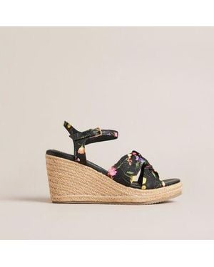Ted Baker Cardone Floral Espadrille Platform Sandals - Metallic