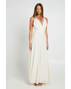 Boohoo Chiffon Applique Detail Floaty Maxi Dress - White